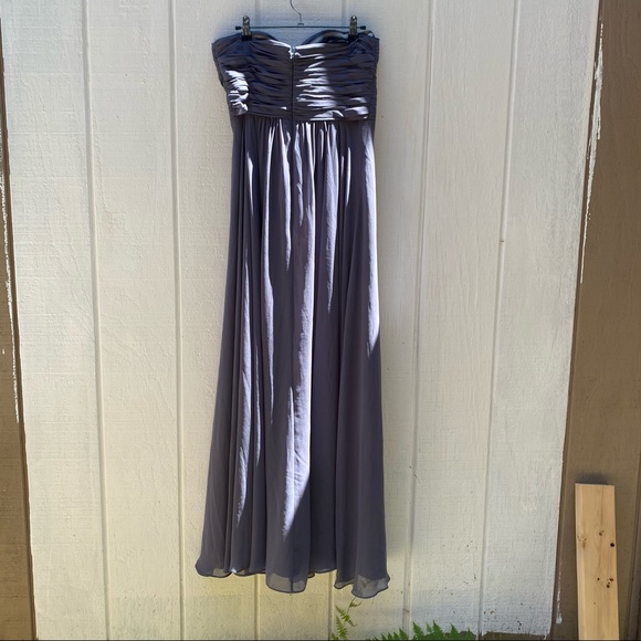 Bill Levkoff maxi bridesmaid dress slate gray 12 - Picture 6 of 7